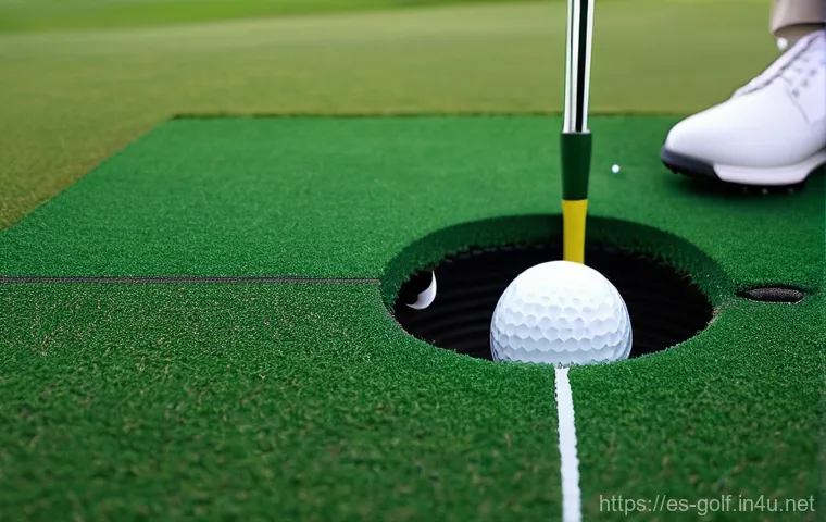 골프 퍼팅 매트 활용법 - **Prompt:** "A focused young woman, dressed in comfortable yet stylish athletic leggings and a fitte...