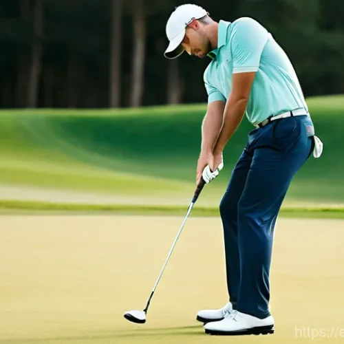 골프 스윙 자세 교정법 - **Prompt:** A dynamic, full-body shot of a male golfer in his late 20s, demonstrating the perfect in...