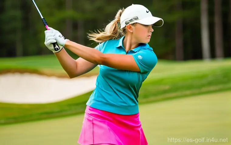 골프 스윙 자세 교정법 - **Prompt:** A dynamic, full-body shot of a male golfer in his late 20s, demonstrating the perfect in...