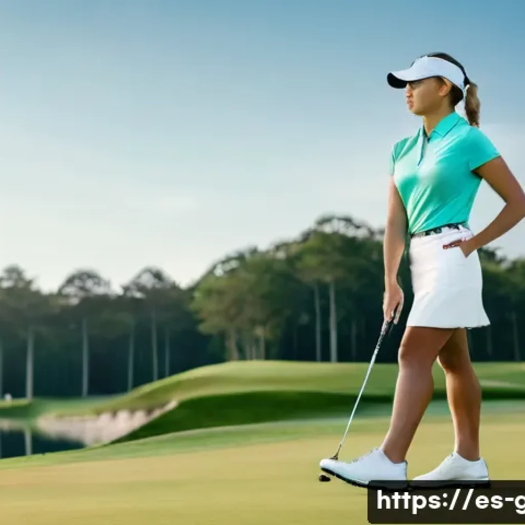 여성 골프화 추천 - **Prompt 1: Modern Elegance on the Green**
    A stylish female golfer in her late 20s, with a confi...