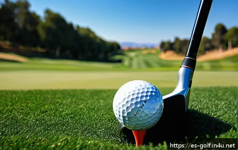 골프 중고 클럽 시장 트렌드 - A detailed close-up of a well-maintained used TaylorMade driver golf club resting on green grass, sh...